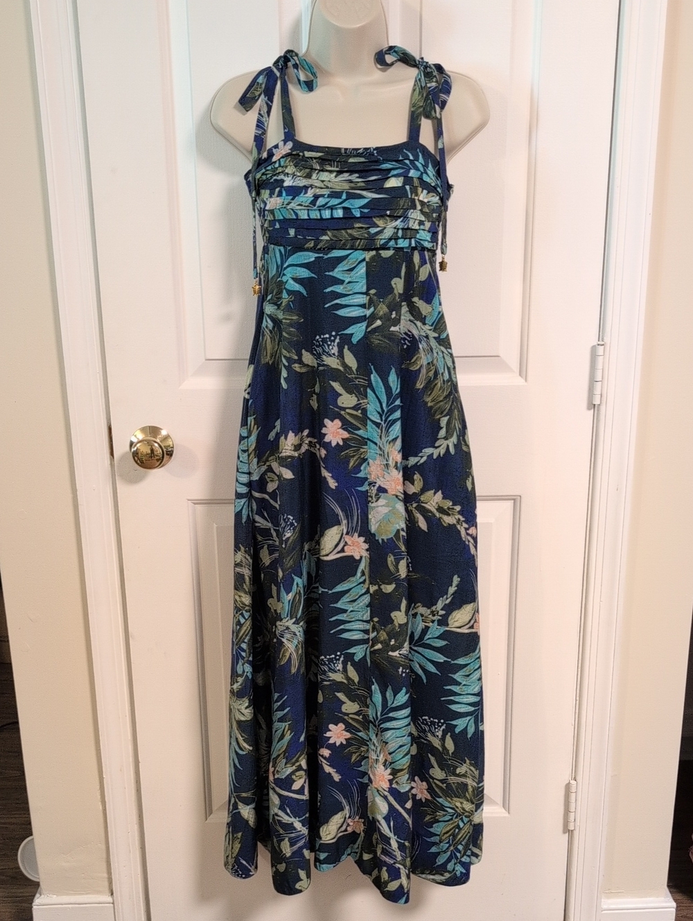 Royal Blue Tropical Patio Dress, XS